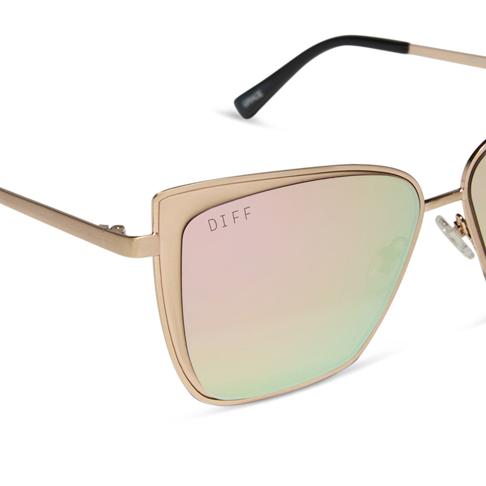 GRACE - BRUSHED GOLD + CHERRY BLOSSOM MIRROR SUNGLASSES - Image 4