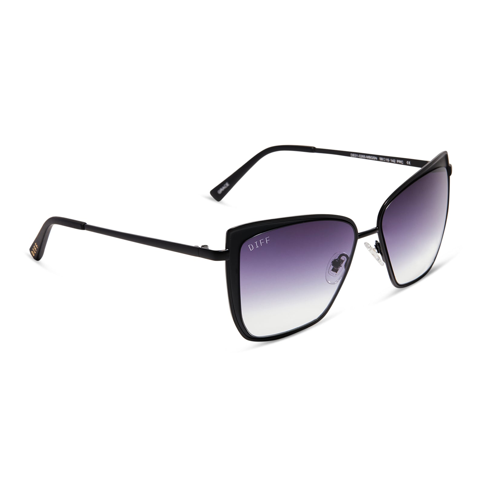 GRACE - MATTE BLACK + GREY GRADIENT SHARP SUNGLASSES - Image 2
