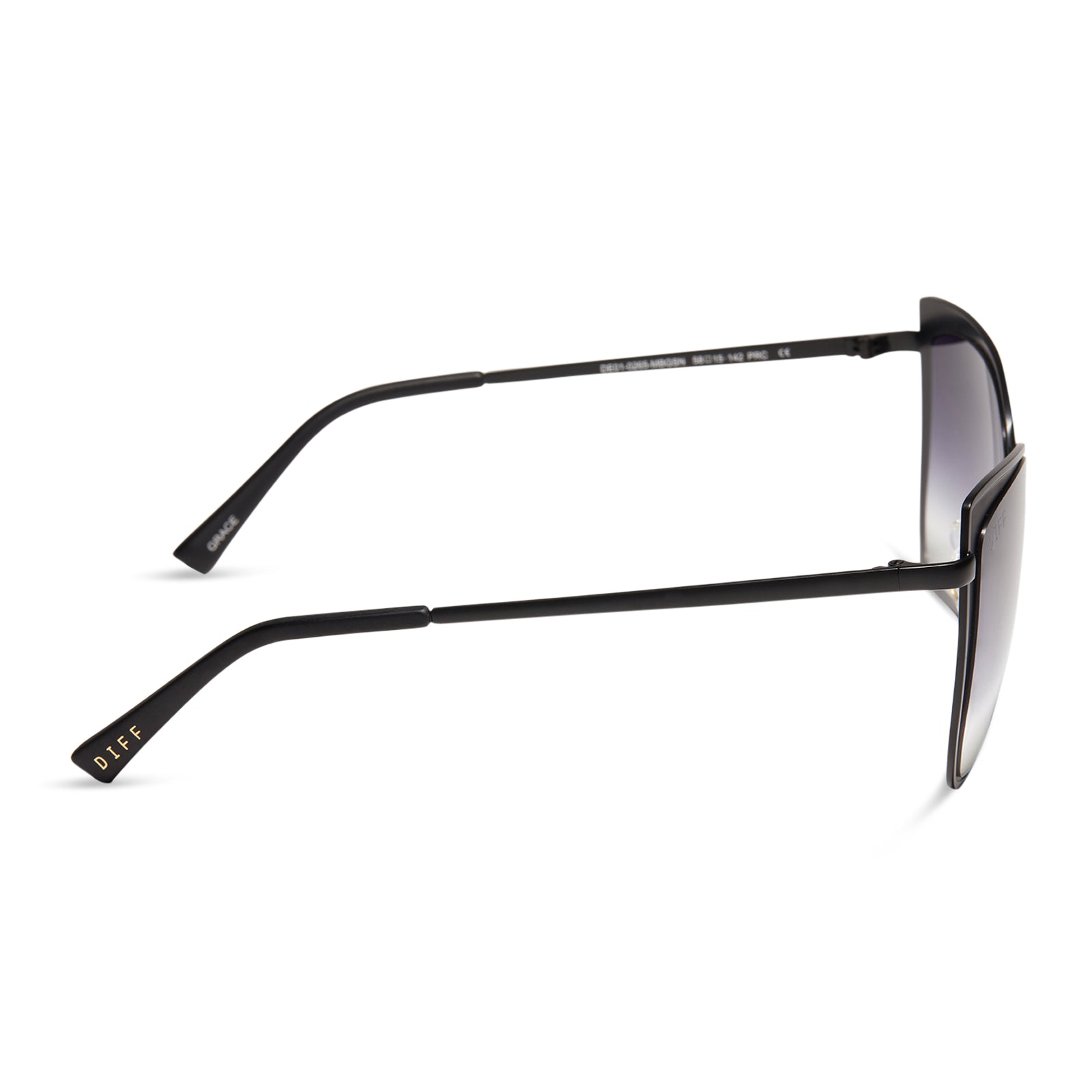 GRACE - MATTE BLACK + GREY GRADIENT SHARP SUNGLASSES - Image 3