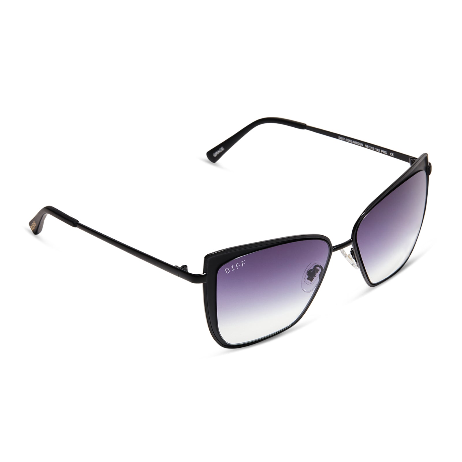 GRACE - MATTE BLACK + GREY GRADIENT SHARP SUNGLASSES - Image 4