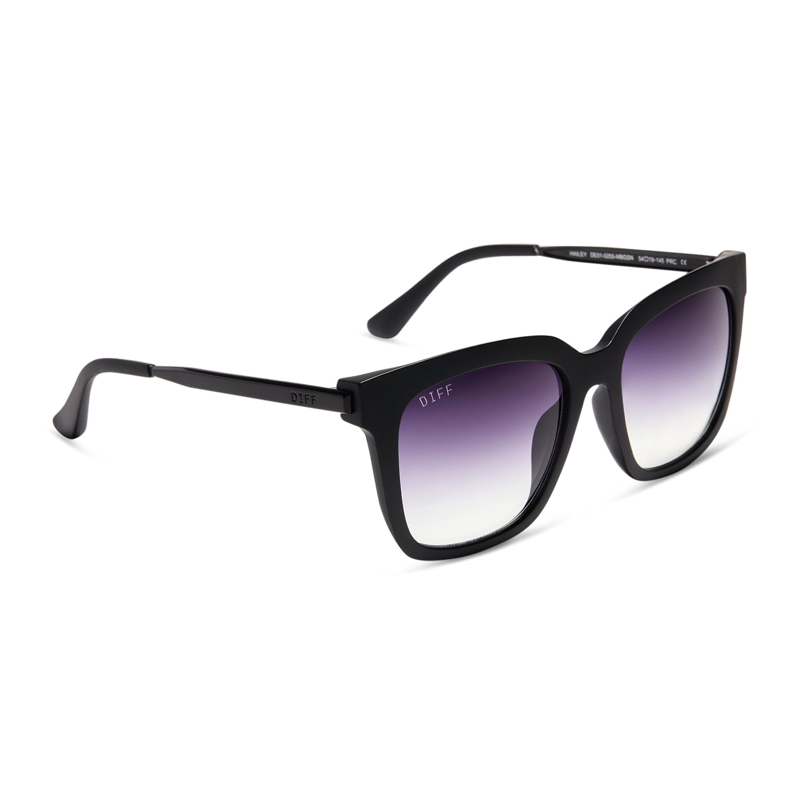 HAILEY - MATTE BLACK + SHARP GREY GRADIENT SUNGLASSES - Image 2