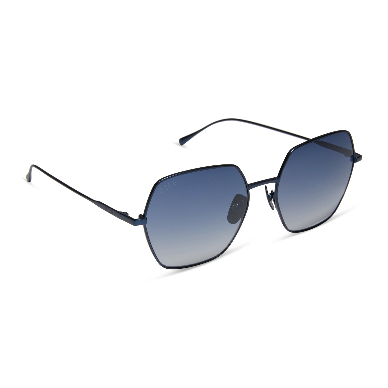 HARLOWE - DEEP NAVY METAL + AEGEAN BLUE FLASH SUNGLASSES - Image 2