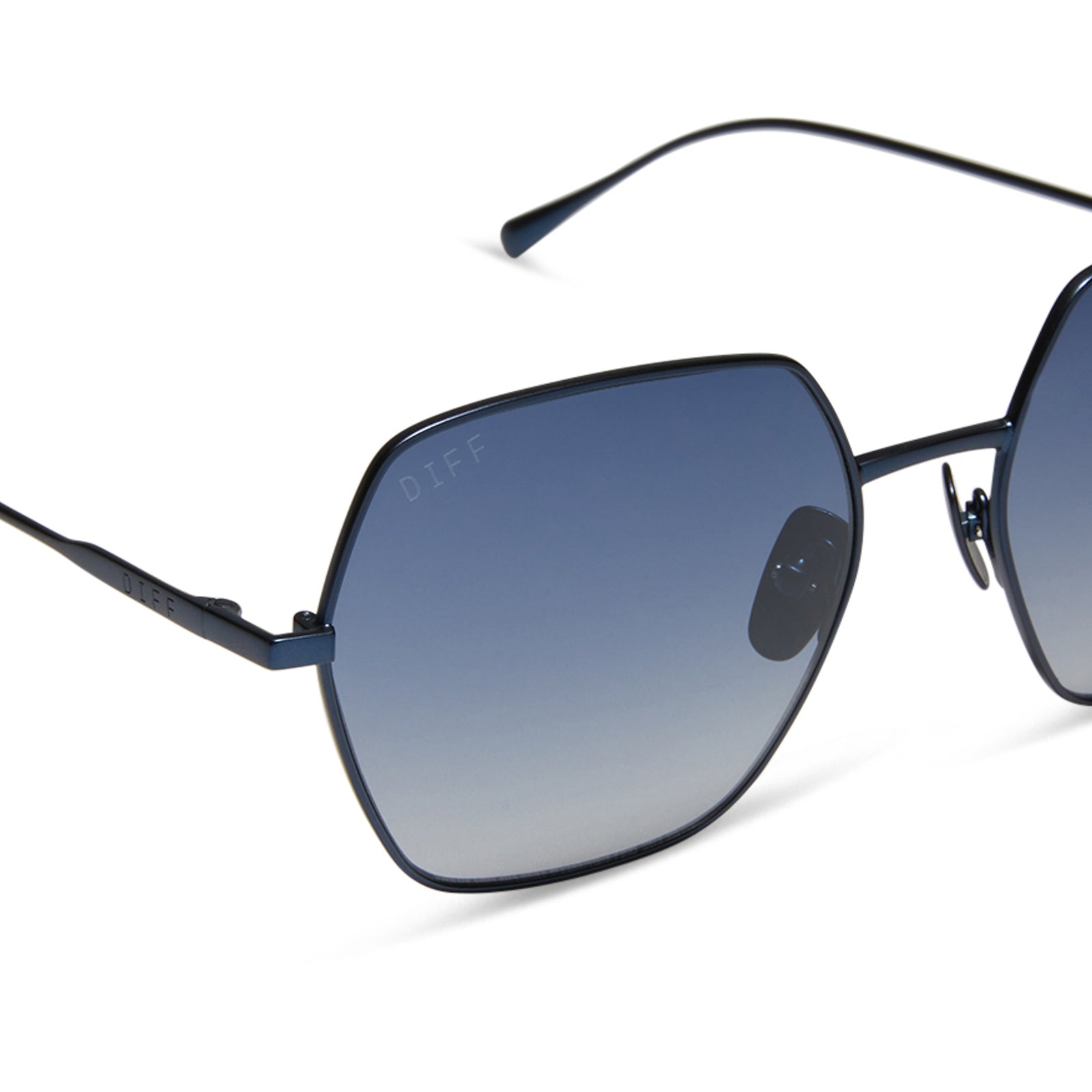 HARLOWE - DEEP NAVY METAL + AEGEAN BLUE FLASH SUNGLASSES - Image 4