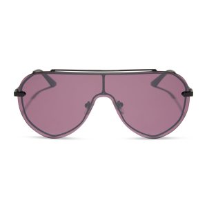 IMANI - BLACK + AUBERGINE W SILVER FLASH SUNGLASSES