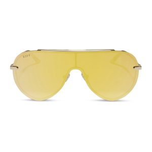 IMANI - GOLD + BRILLIANT GOLD MIRROR SUNGLASSES