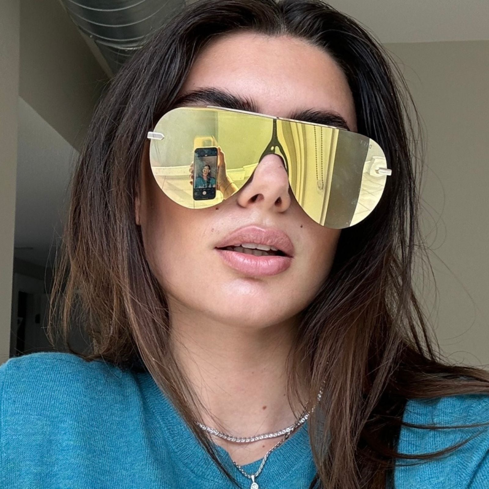 IMANI - GOLD + BRILLIANT GOLD MIRROR SUNGLASSES - Image 13
