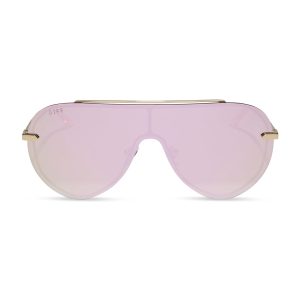 IMANI - GOLD + CHERRY BLOSSOM MIRROR SUNGLASSES