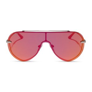 IMANI - GUNMETAL + RED HOT SUMMER MIRROR SUNGLASSES