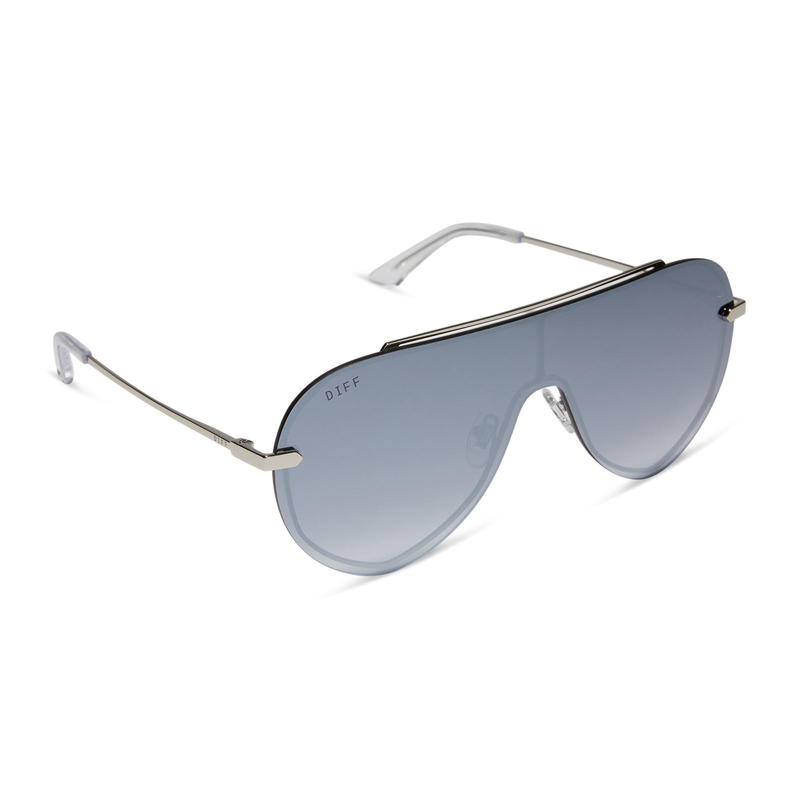 IMANI - SILVER + GREY GRADIENT WITH SILVER FLASH SUNGLASSES - Image 2