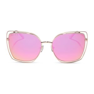 JACQUELINE - CHAMPAGNE + PINK MIRROR SUNGLASSES