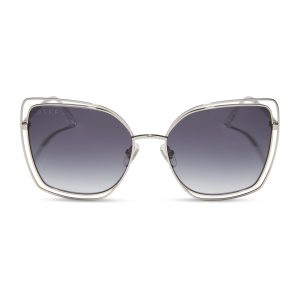 JACQUELINE - SILVER + GREY GRADIENT SUNGLASSES