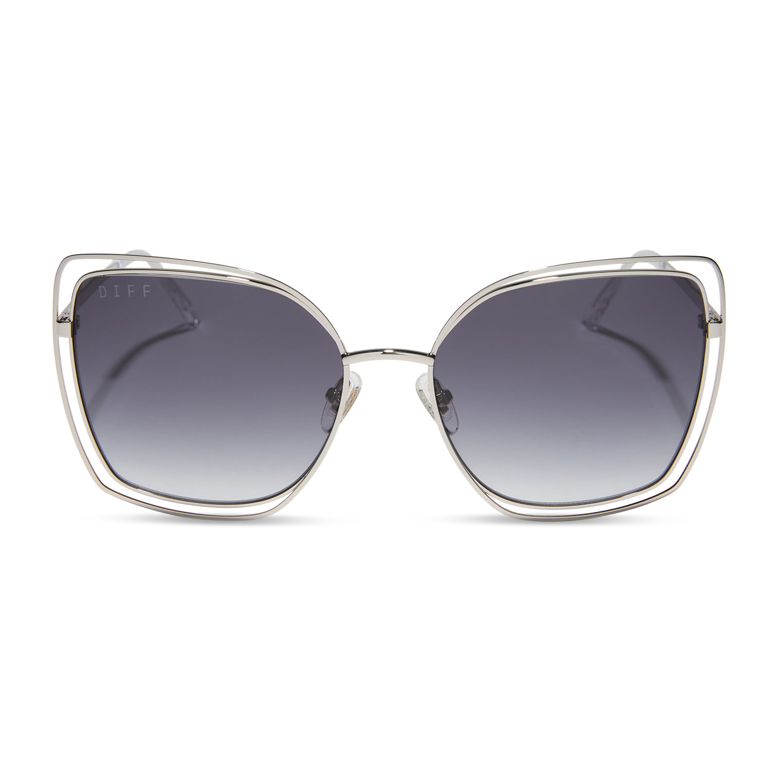 JACQUELINE - SILVER + GREY GRADIENT SUNGLASSES
