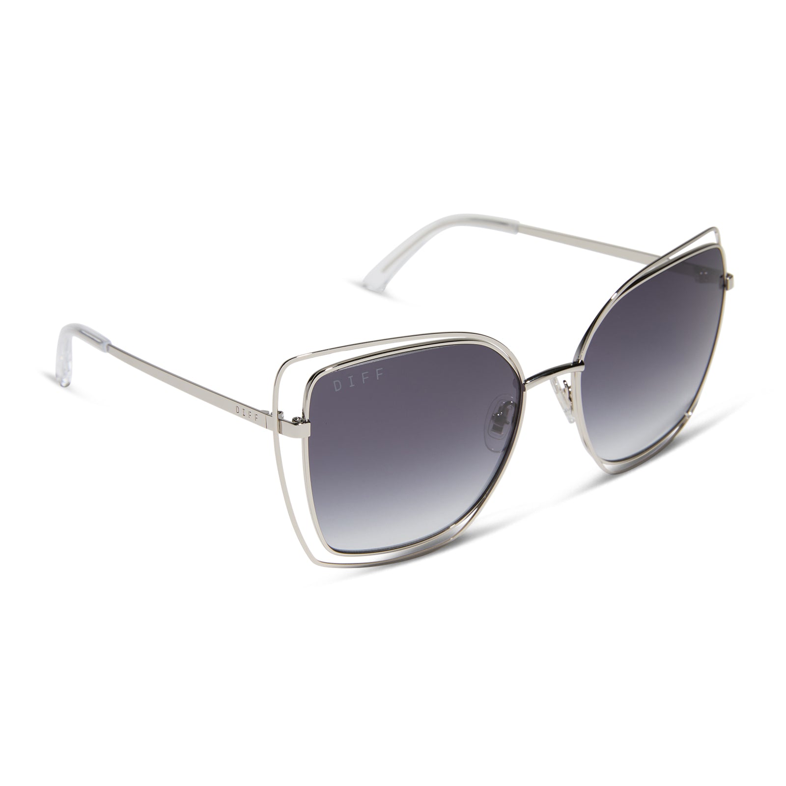 JACQUELINE - SILVER + GREY GRADIENT SUNGLASSES - Image 2