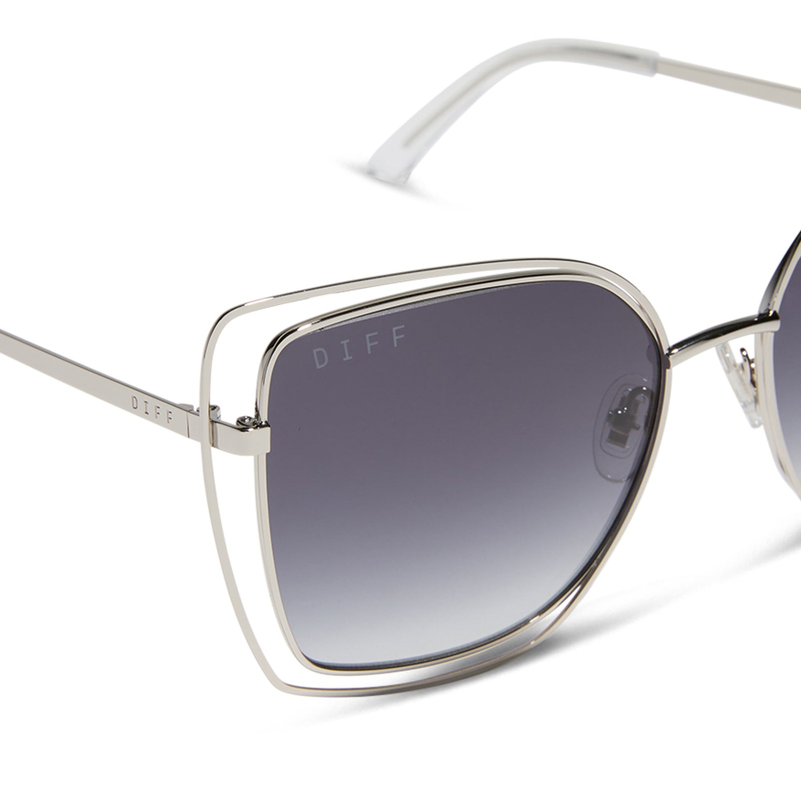 JACQUELINE - SILVER + GREY GRADIENT SUNGLASSES - Image 4