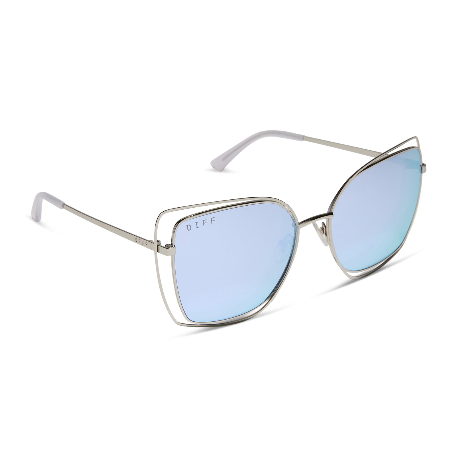 JACQUELINE - SILVER + THISTLE TEMPLE TIPS + LAVENDER MIRROR SUNGLASSES - Image 2