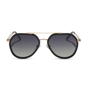 JOEY - BLACK + GOLD METAL + GREY GRADIENT + POLARIZED SUNGLASSES