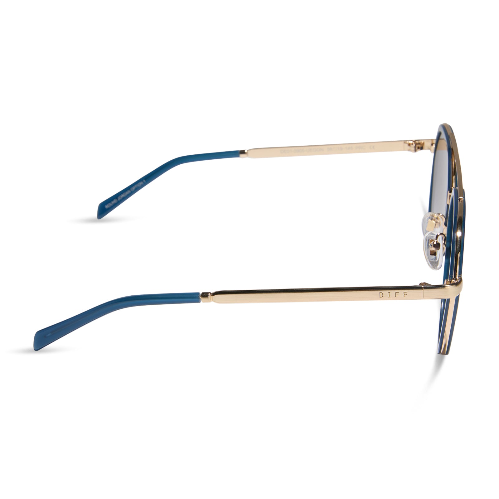 JOEY - CLUBHOUSE BLUE + BRUSHED GOLD METAL + GREY GRADIENT SUNGLASSES - Image 3