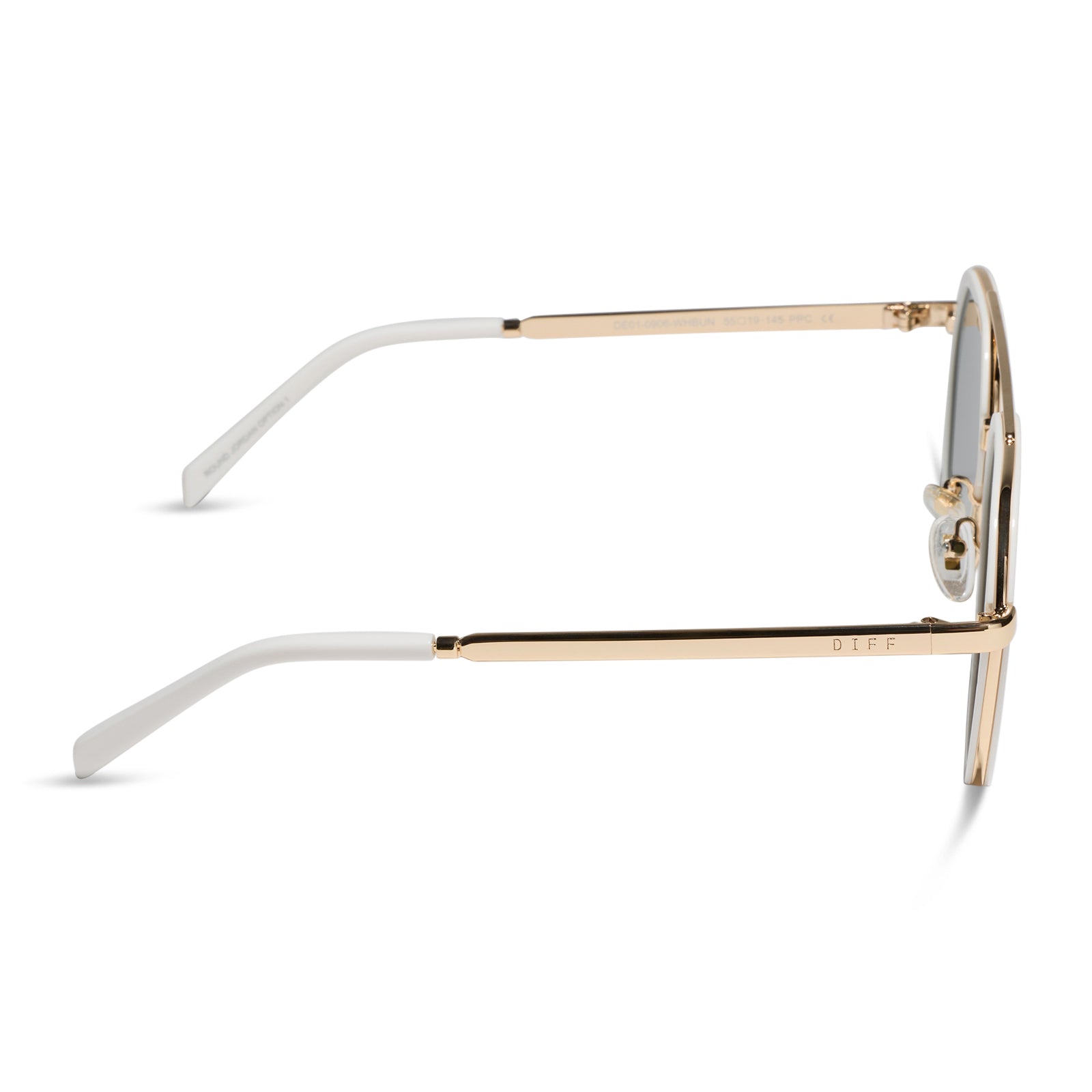 JOEY - WHITE CLOUD + GOLD METAL + BLUE MIRROR SUNGLASSES - Image 3