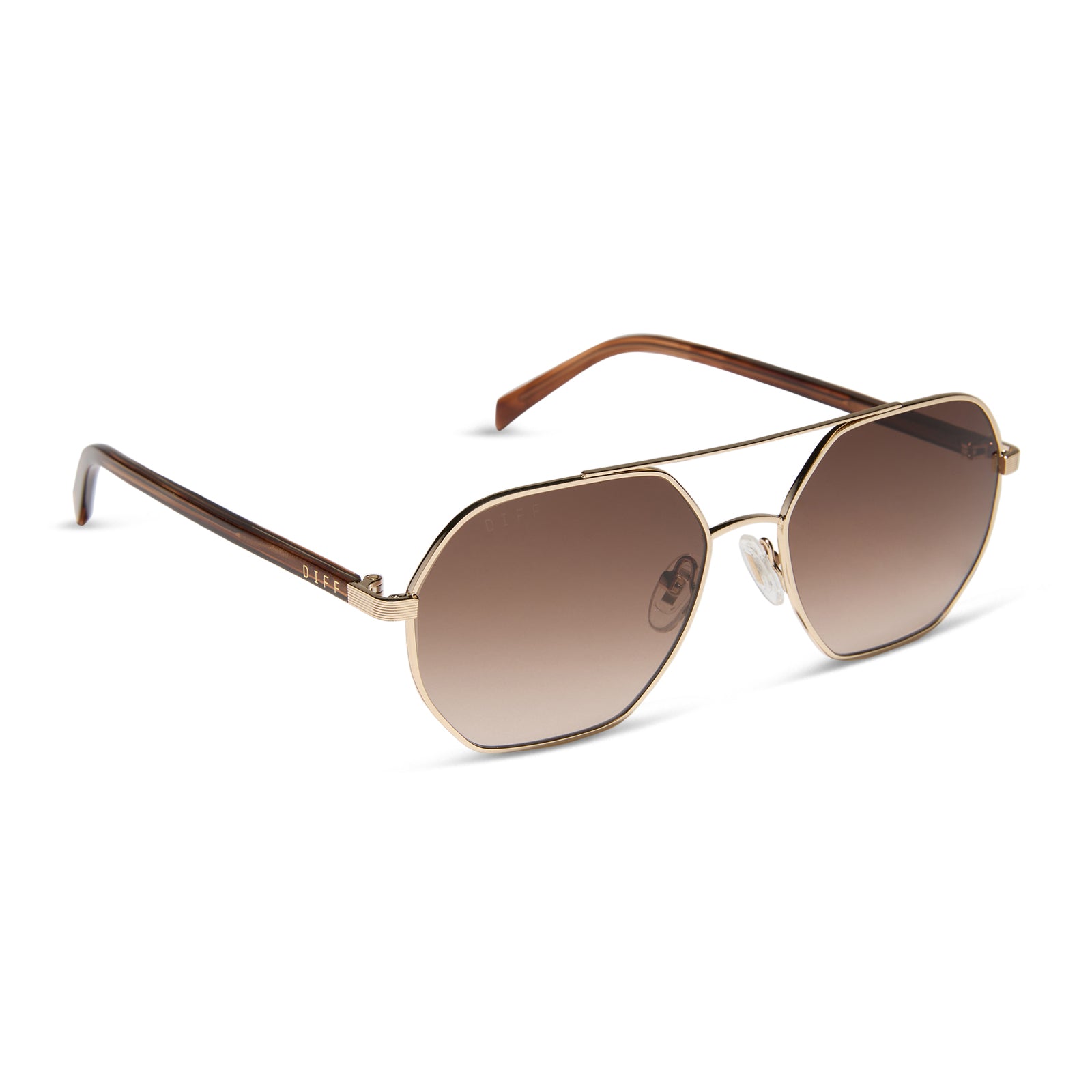 JOJO FLETCHER - JOELLE + GOLD + HORN TORTOISE + BROWN GRADIENT SUNGLASSES - Image 2