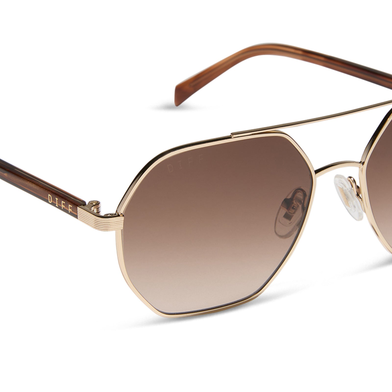 JOJO FLETCHER - JOELLE + GOLD + HORN TORTOISE + BROWN GRADIENT SUNGLASSES - Image 4