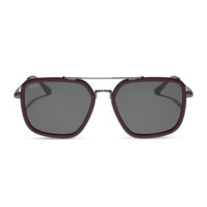 JORDAN - DARK CHERRY LACQUER + GREY GRADIENT + POLARIZED SUNGLASSES