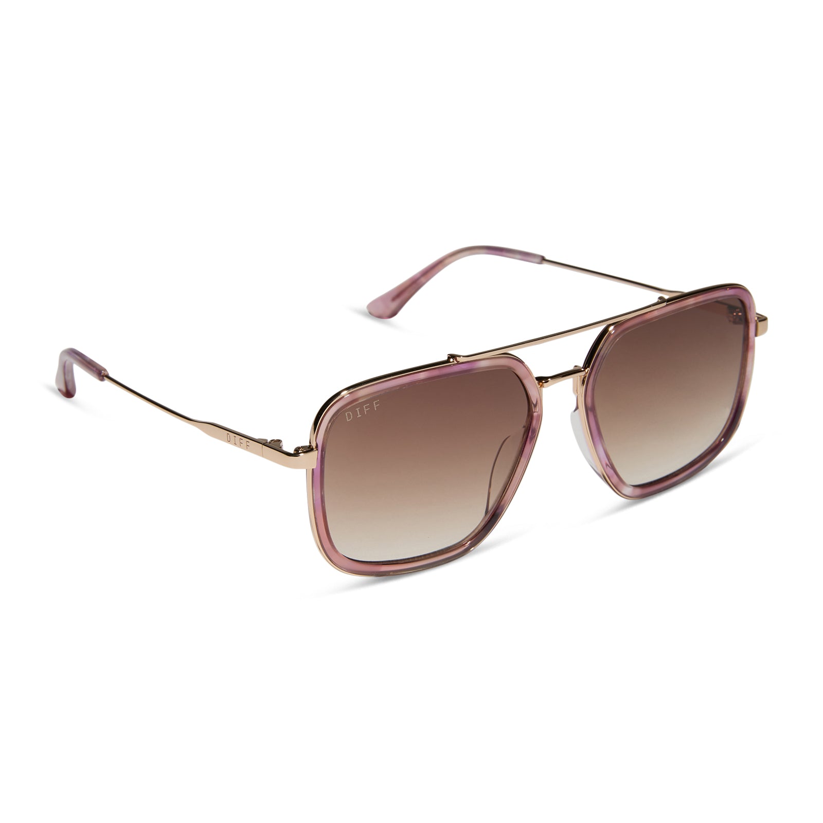 JORDAN - GOLD + FLEUR TORTOISE TEMPLE TIPS + BROWN GRADIENT SUNGLASSES - Image 2
