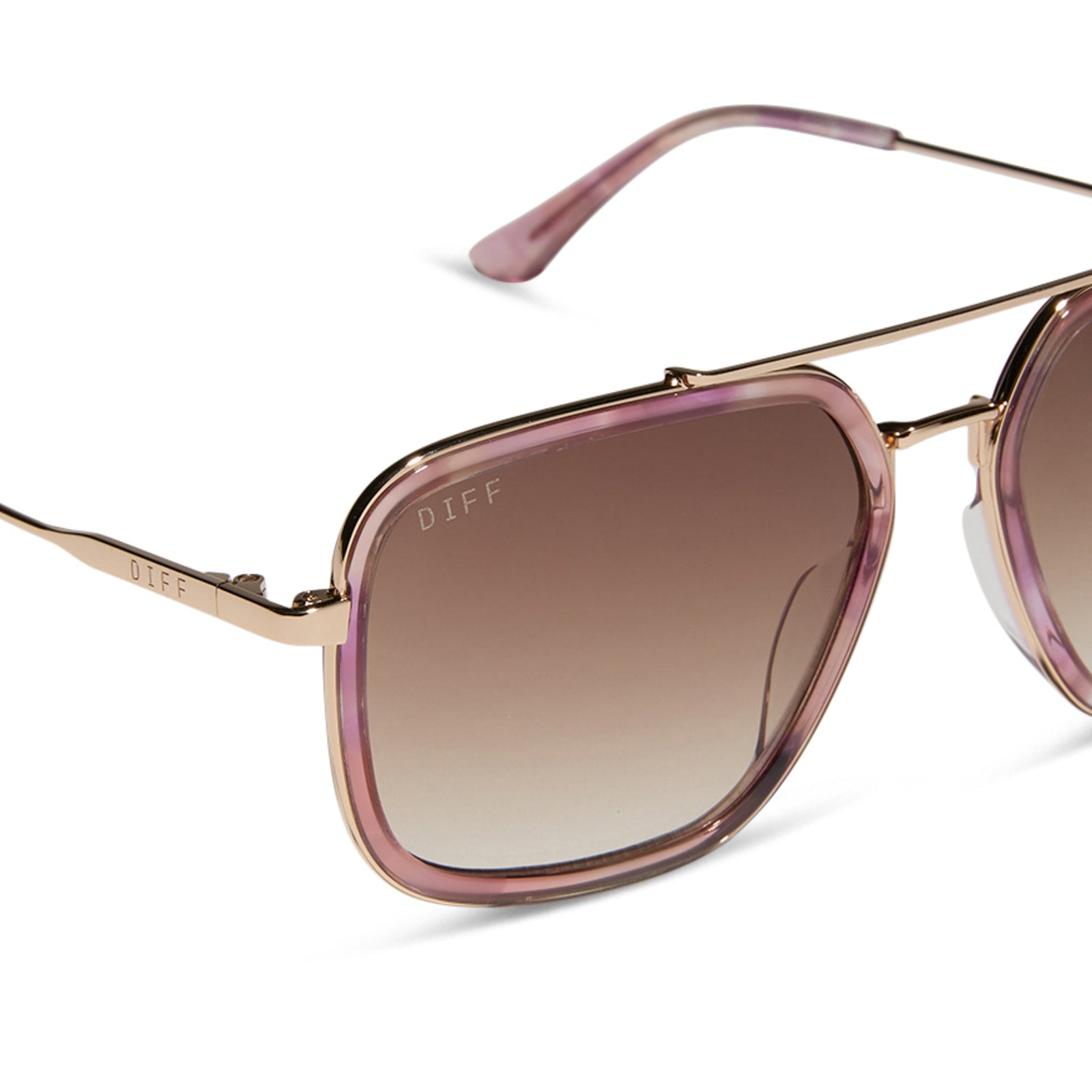 JORDAN - GOLD + FLEUR TORTOISE TEMPLE TIPS + BROWN GRADIENT SUNGLASSES - Image 4