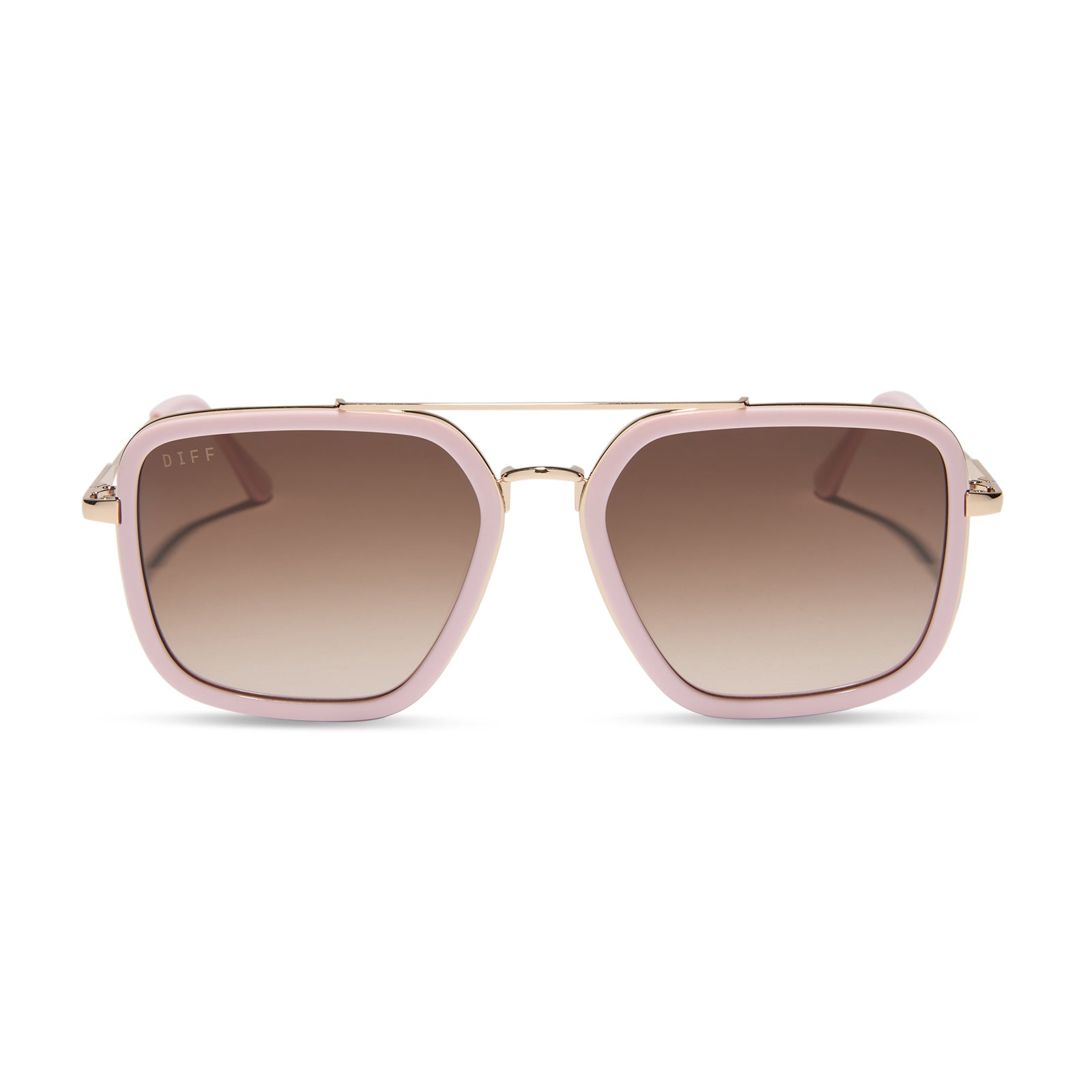 JORDAN - POWDER PINK + GOLD + BROWN GRADIENT SUNGLASSES