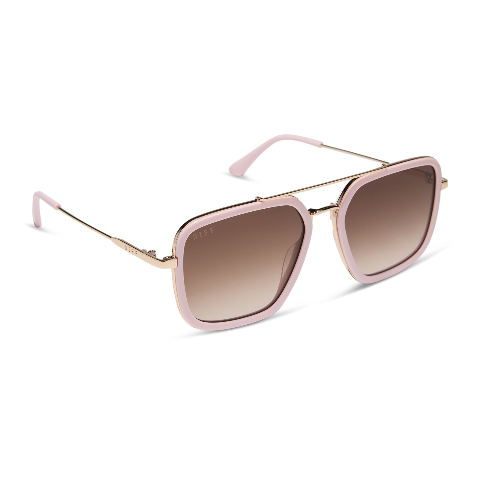 JORDAN - POWDER PINK + GOLD + BROWN GRADIENT SUNGLASSES - Image 3