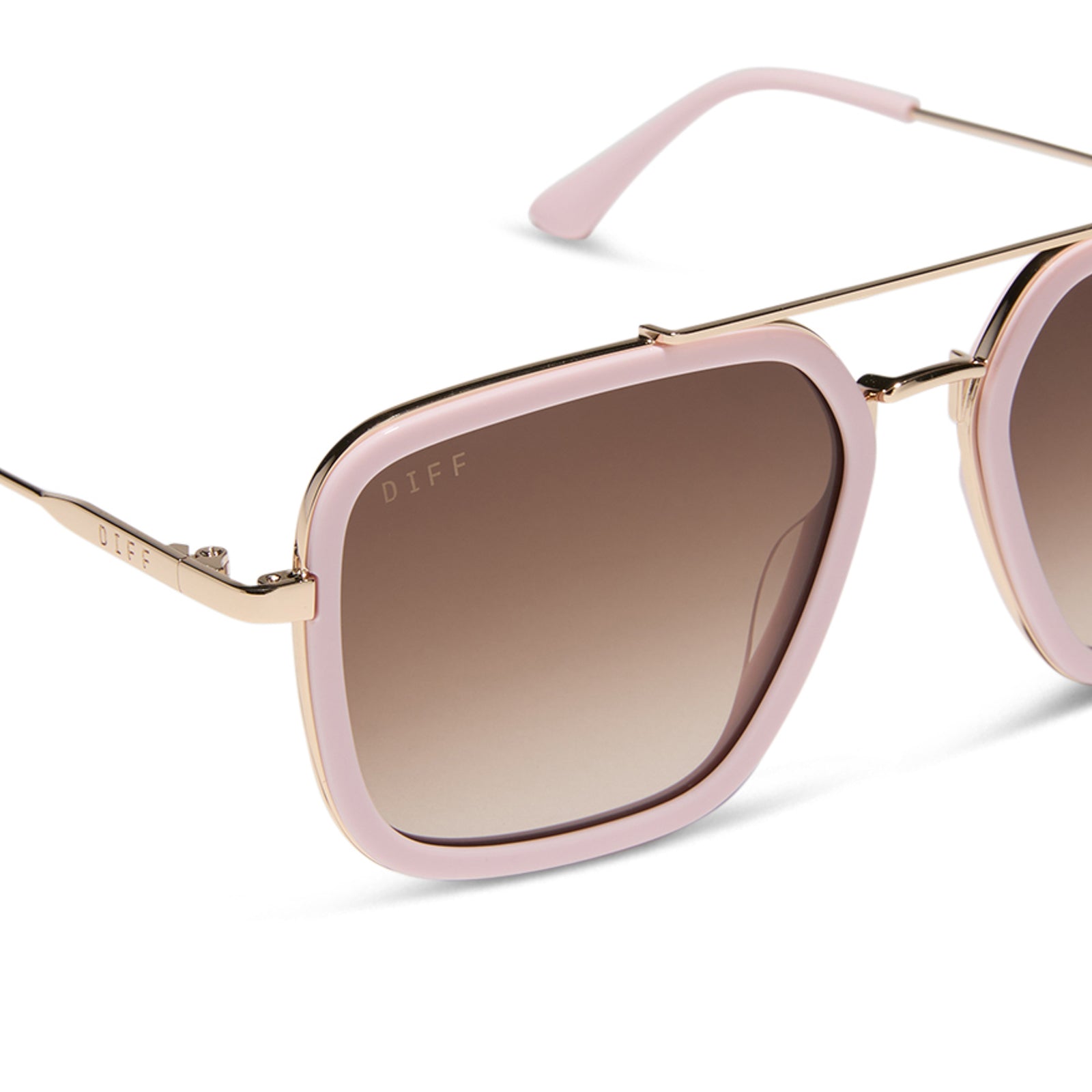 JORDAN - POWDER PINK + GOLD + BROWN GRADIENT SUNGLASSES - Image 5
