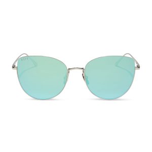 KINSLEY - SILVER + AQUATIC AWE MIRROR SUNGLASSES