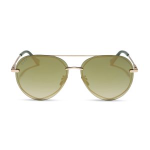 LENOX - GOLD + ALOE GREEN GRADIENT + LIGHT GOLD FLASH + POLARIZED SUNGLASSES