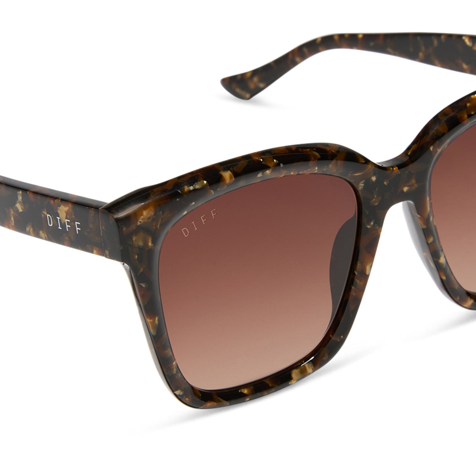 MEREDITH - GLITTER TORTOISE + BROWN GRADIENT SUNGLASSES - Image 4