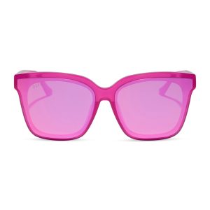 MEREDITH II - BRIGHT TULIP + PINK MIRROR SUNGLASSES