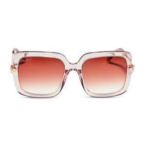 SANDRA - LIGHT PINK CRYSTAL + DUSK GRADIENT SUNGLASSES