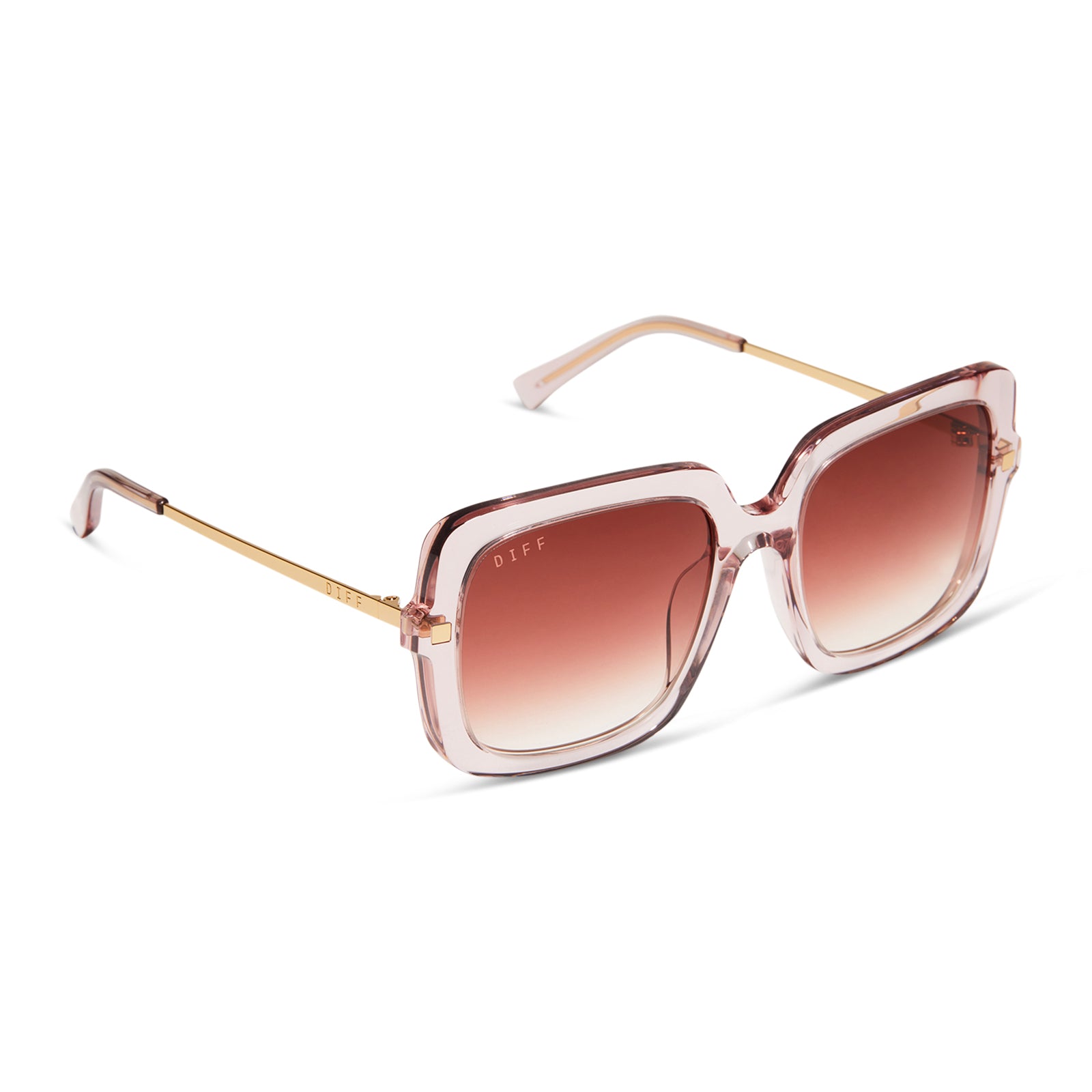 SANDRA - LIGHT PINK CRYSTAL + DUSK GRADIENT SUNGLASSES - Image 2