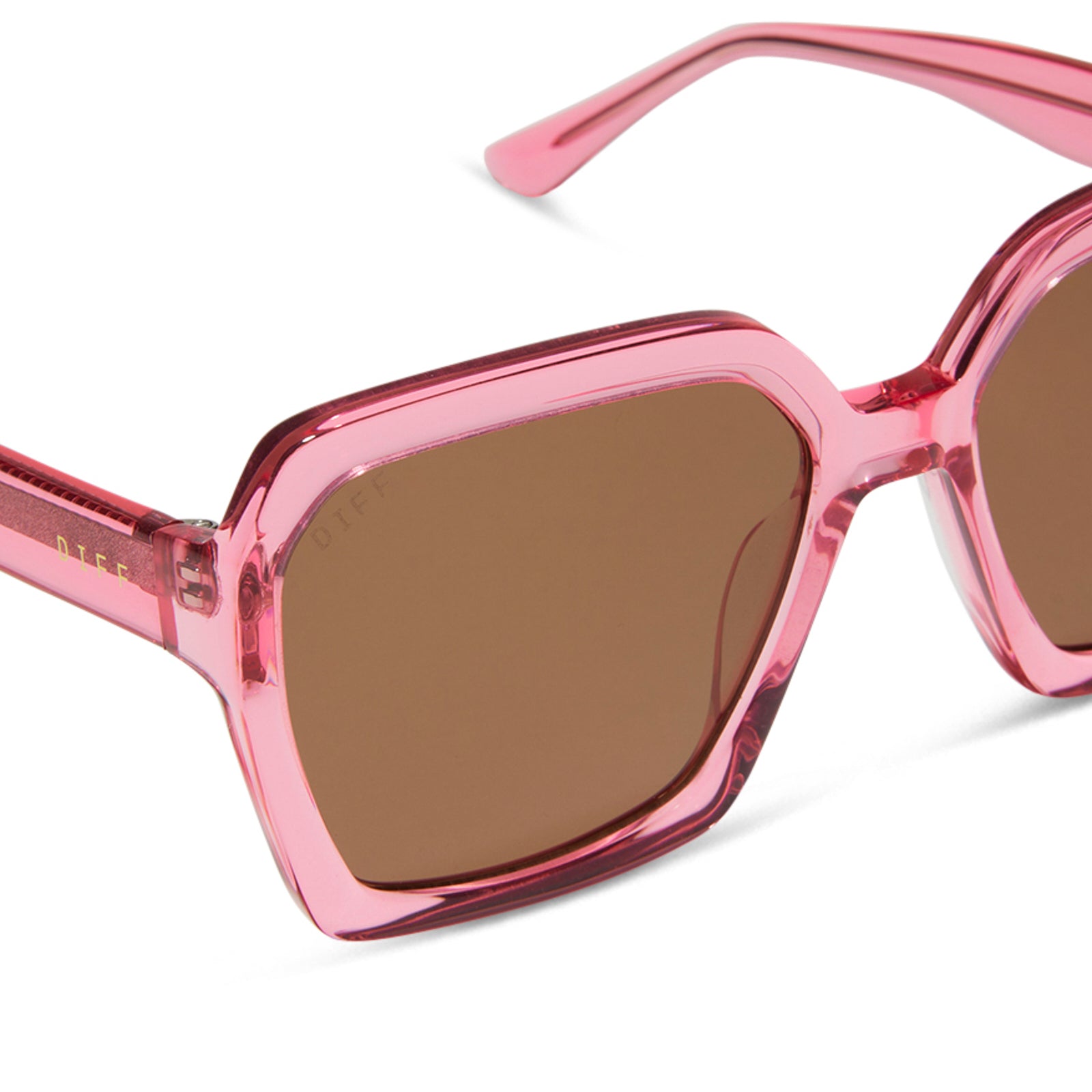 SLOANE - CANDY PINK CRYSTAL + BROWN SUNGLASSES - Image 4