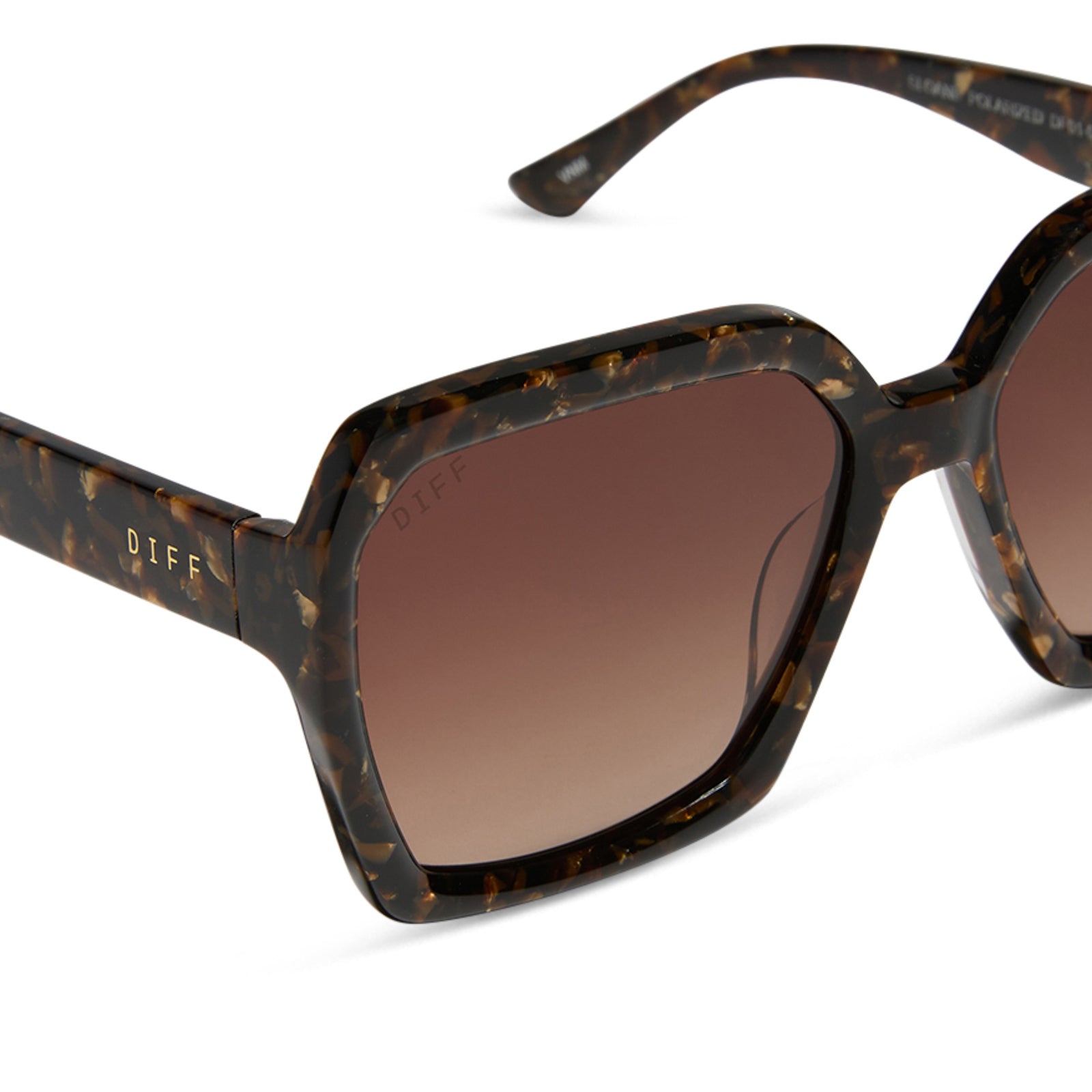 SLOANE - GLITTER TORTOISE + BROWN GRADIENT + POLARIZED SUNGLASSES - Image 4
