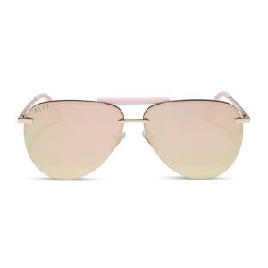 TAHOE - GOLD POWDER PINK + TAUPE MIRROR SUNGLASSES
