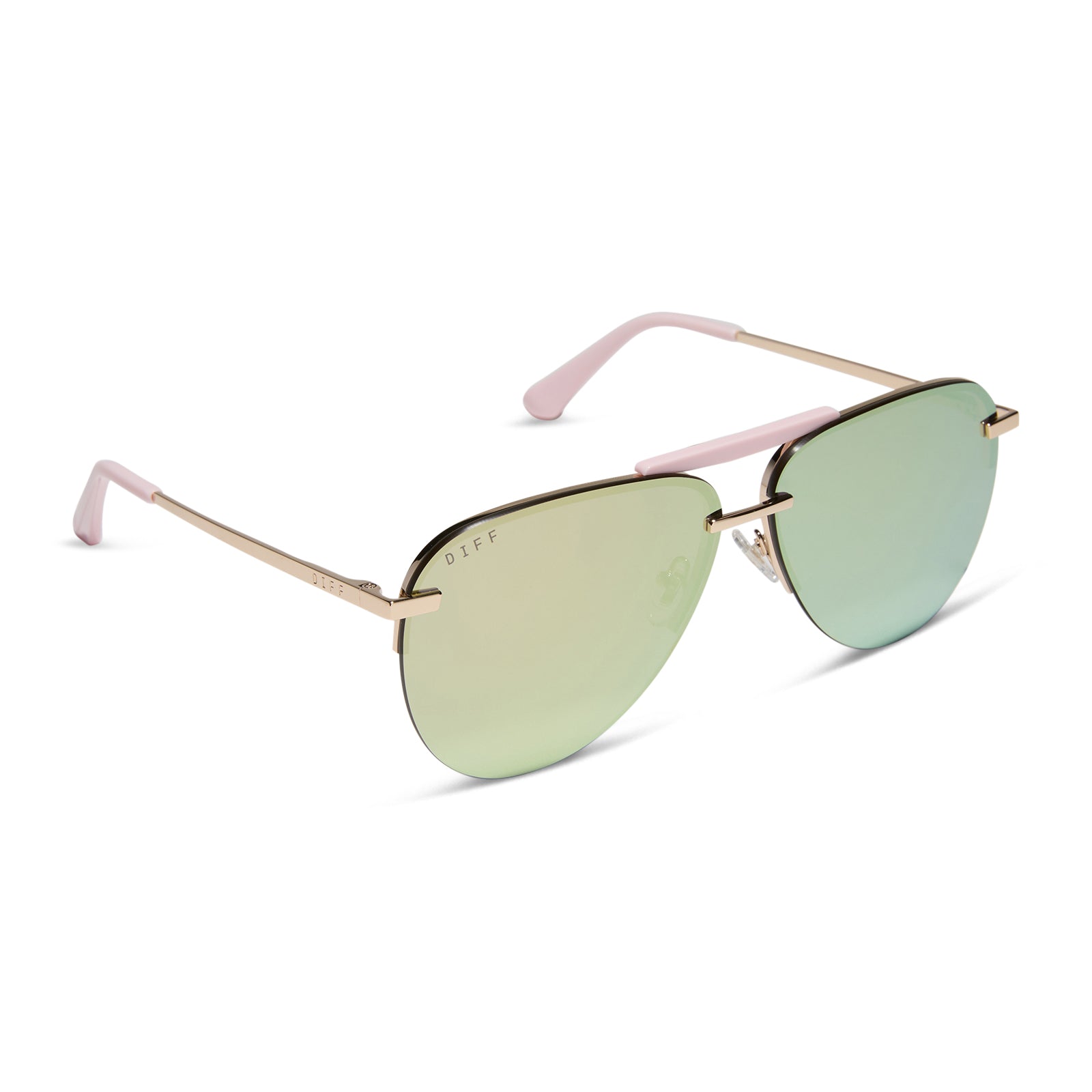 TAHOE - GOLD POWDER PINK + TAUPE MIRROR SUNGLASSES - Image 2