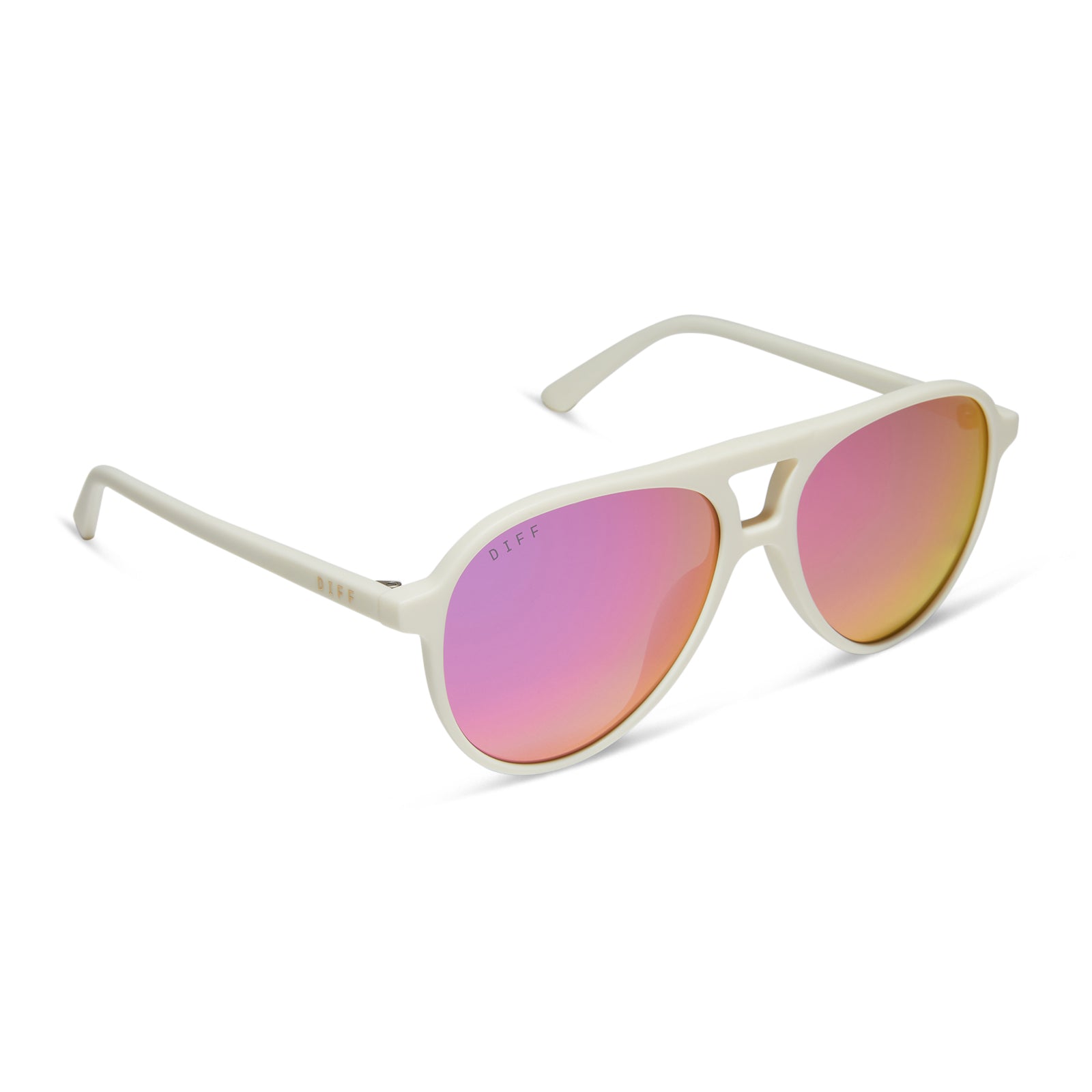 TOSCA II - MATTE WHITE + PINK RUSH MIRROR SUNGLASSES - Image 2