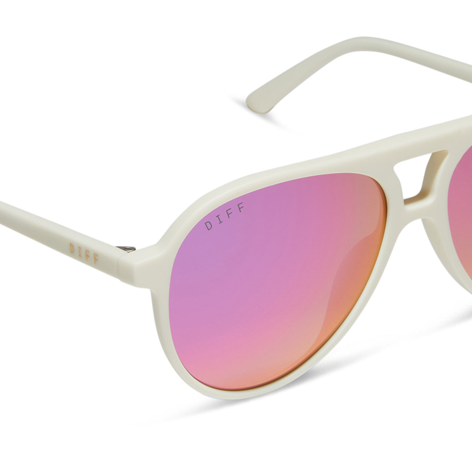 TOSCA II - MATTE WHITE + PINK RUSH MIRROR SUNGLASSES - Image 4