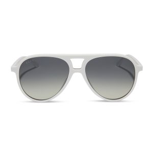 TOSCA II - WHITE CLOUD + GREY GRADIENT + SILVER FLASH SUNGLASSES