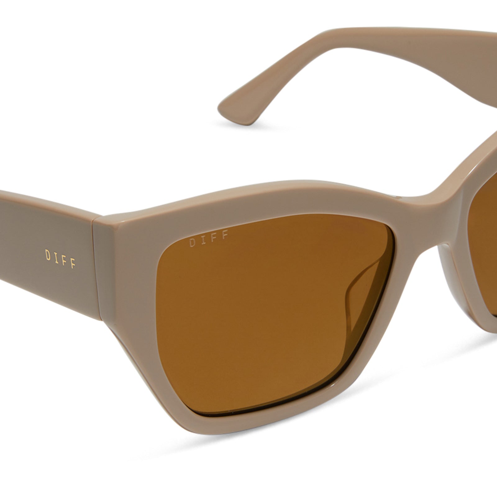 VIVIENNE - ALMOND + BROWN WITH GOLD FLASH SUNGLASSES - Image 4