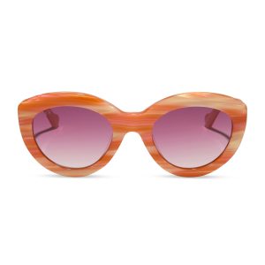 ENID SINCLAIR - ENIDS PINK + ORANGE STRIPE SWEATER + ROSY HIGHLIGHT SUNGLASSES