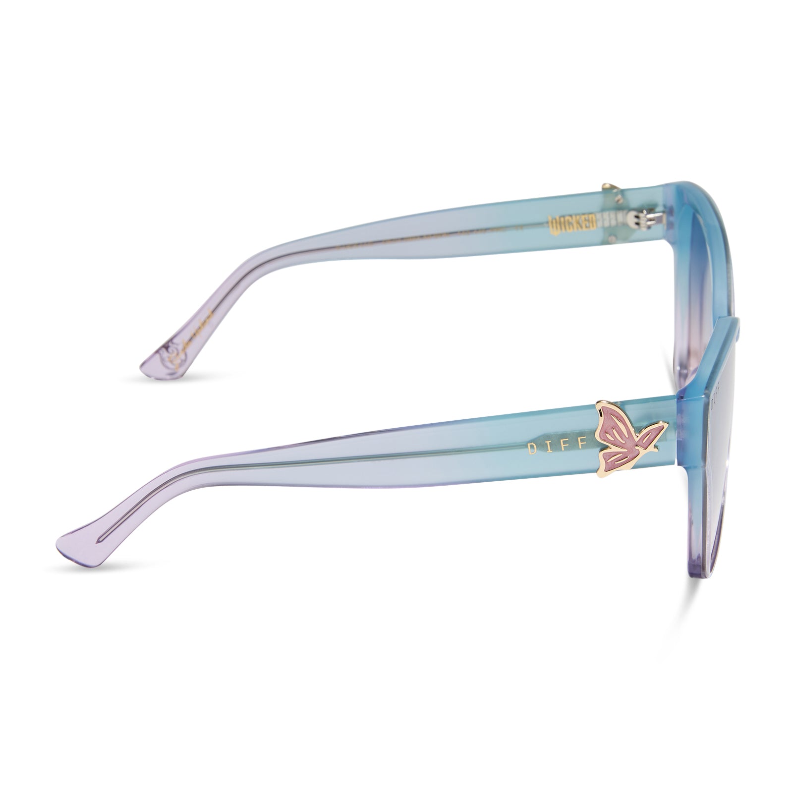 GLINDA UPLAND BUTTERFLY - IRIDESCENT PASTEL BLUE + LAVENDER + OPALESCENT GRADIENT PINK SUNGLASSES - Image 3