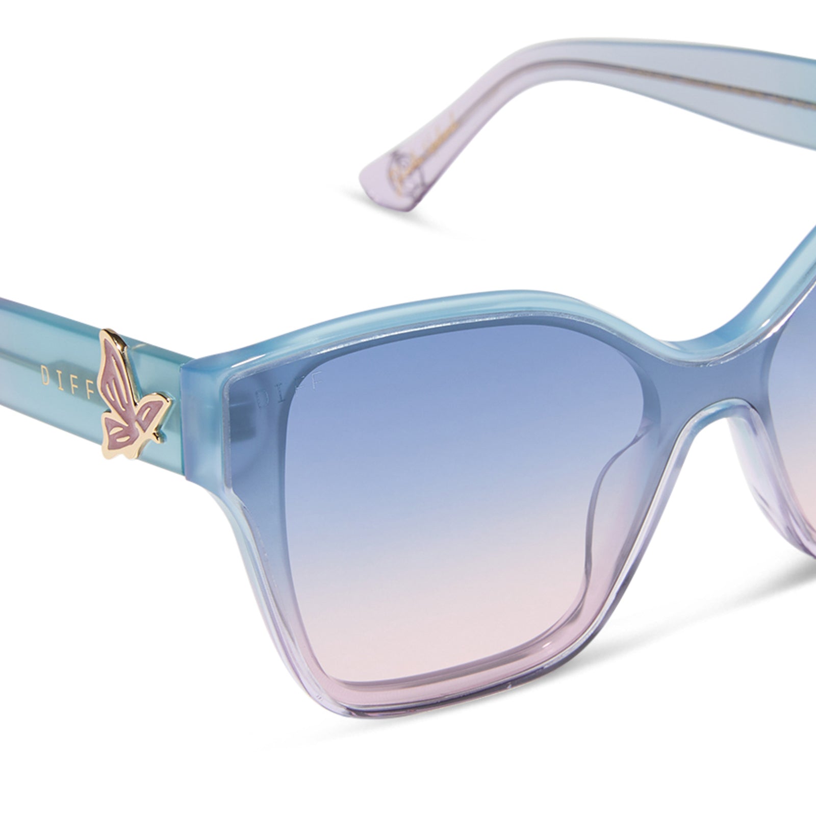 GLINDA UPLAND BUTTERFLY - IRIDESCENT PASTEL BLUE + LAVENDER + OPALESCENT GRADIENT PINK SUNGLASSES - Image 4
