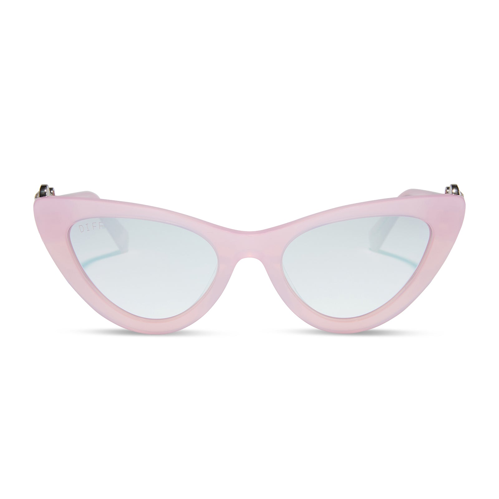 GLINDA UPLAND FOR GOOD - GLASSY PINK CRYSTAL + SILVER FLASH SUNGLASSES