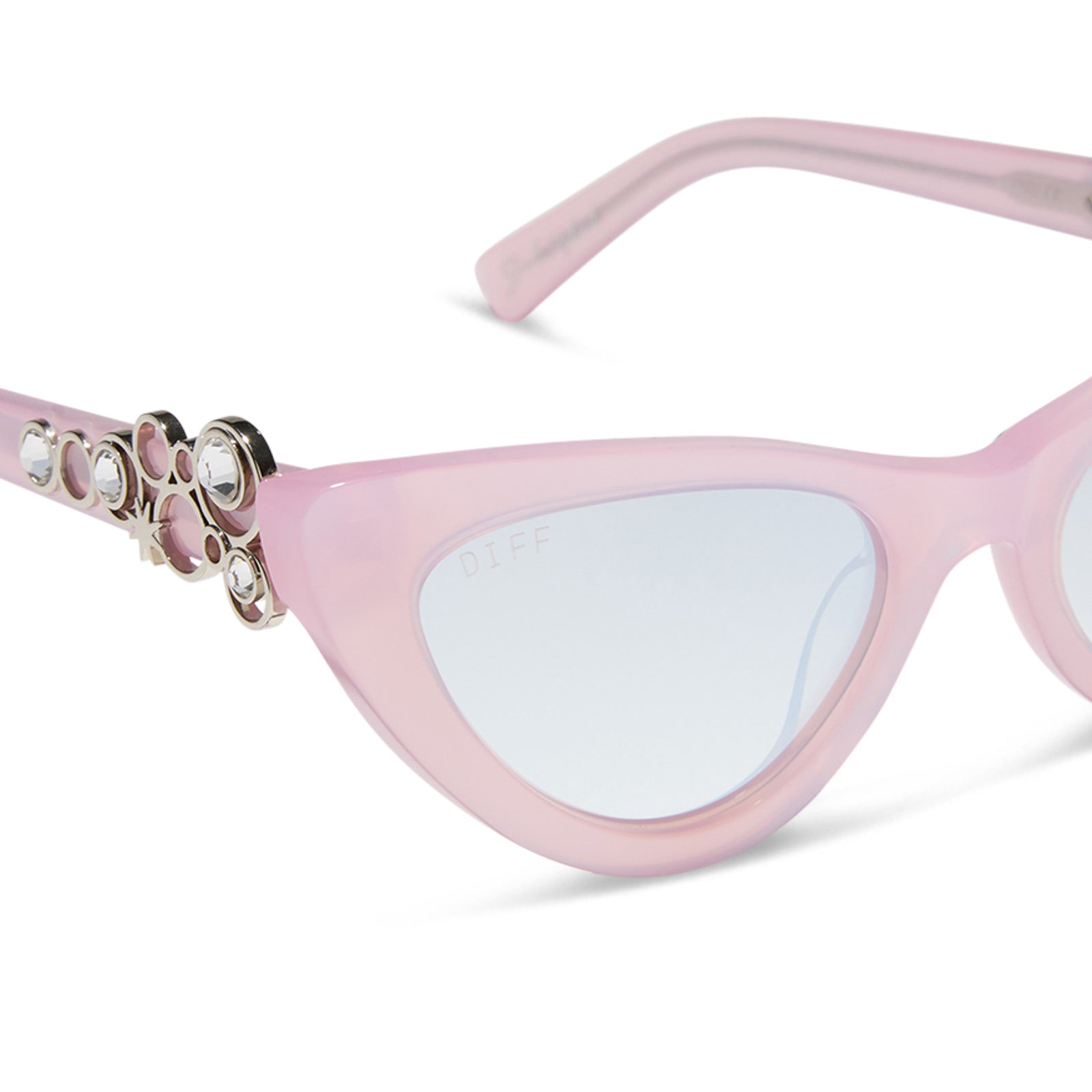 GLINDA UPLAND FOR GOOD - GLASSY PINK CRYSTAL + SILVER FLASH SUNGLASSES - Image 4