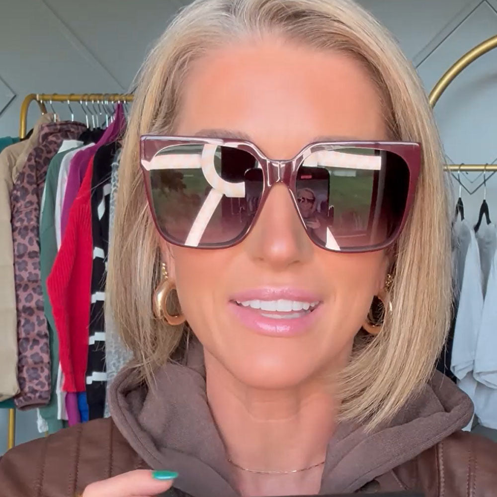 THEA - BORDEAUX + GREY GRADIENT SUNGLASSES - Image 5